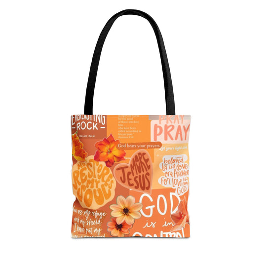 God is in control to bold faith, bright hope tote bag