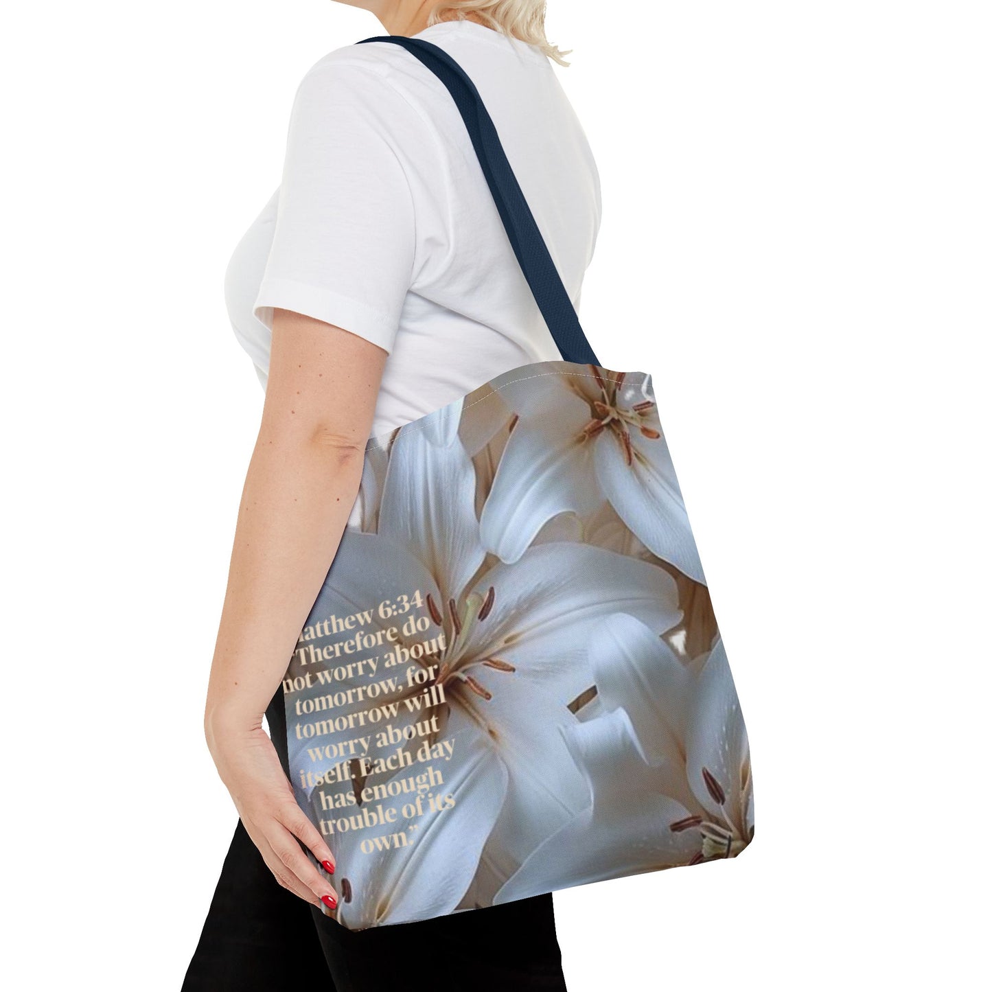Don’t worry floral Tote Bag (Matthew 6:34)