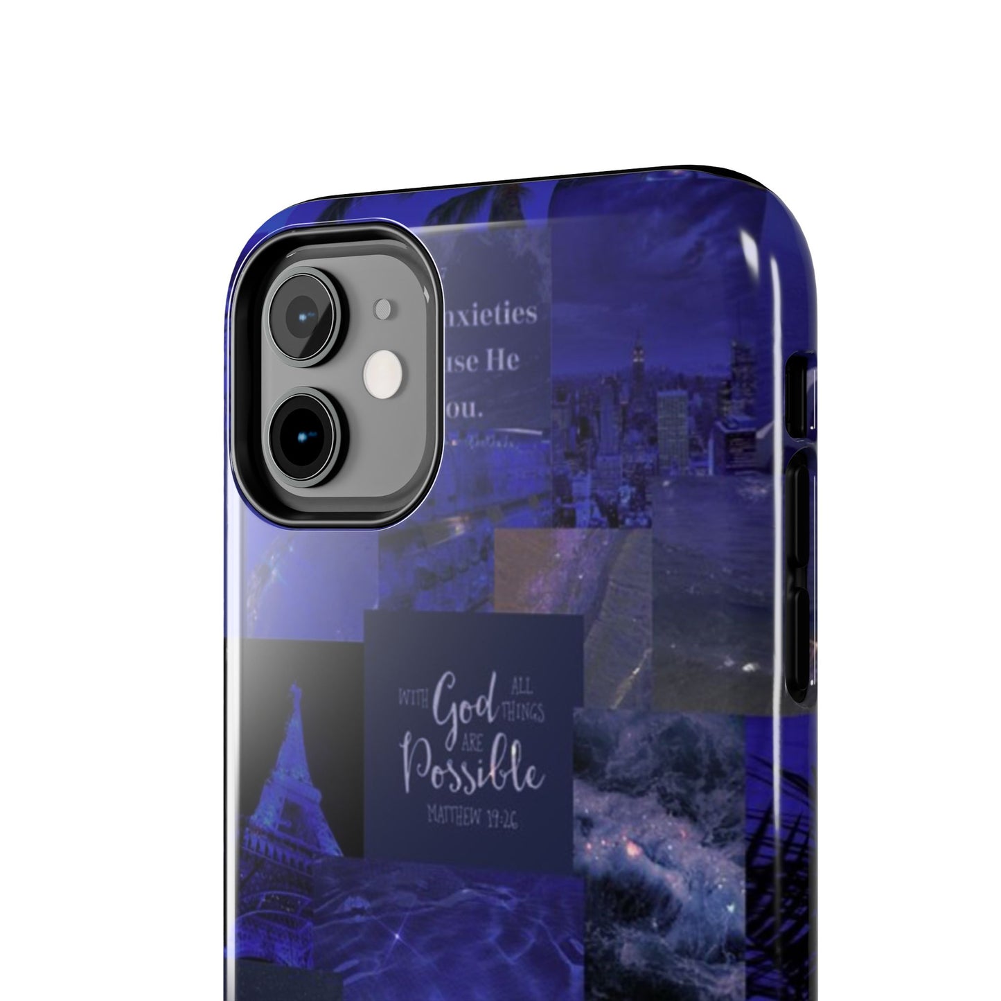 Deep blue faith, phone case with God, all things are possible