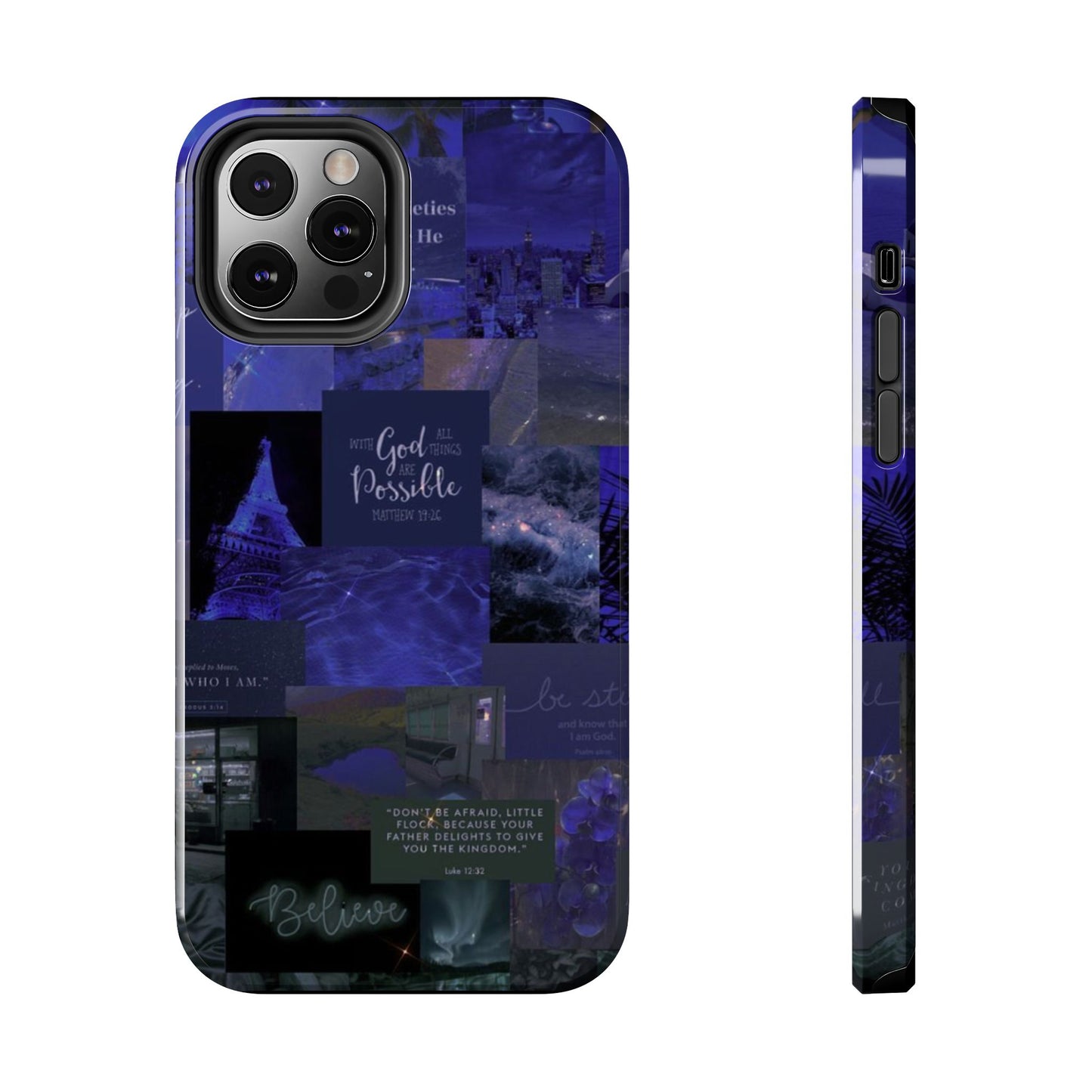 Deep blue faith, phone case with God, all things are possible