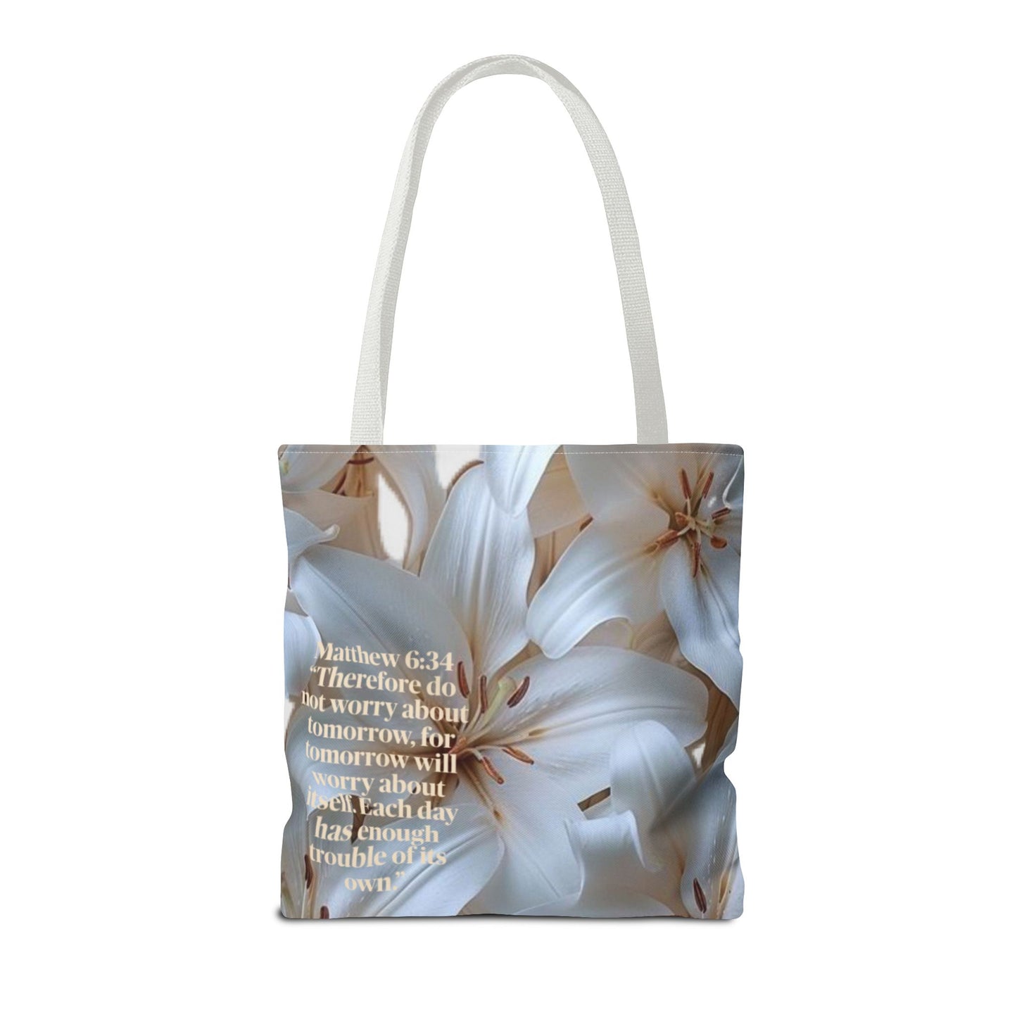 Don’t worry floral Tote Bag (Matthew 6:34)