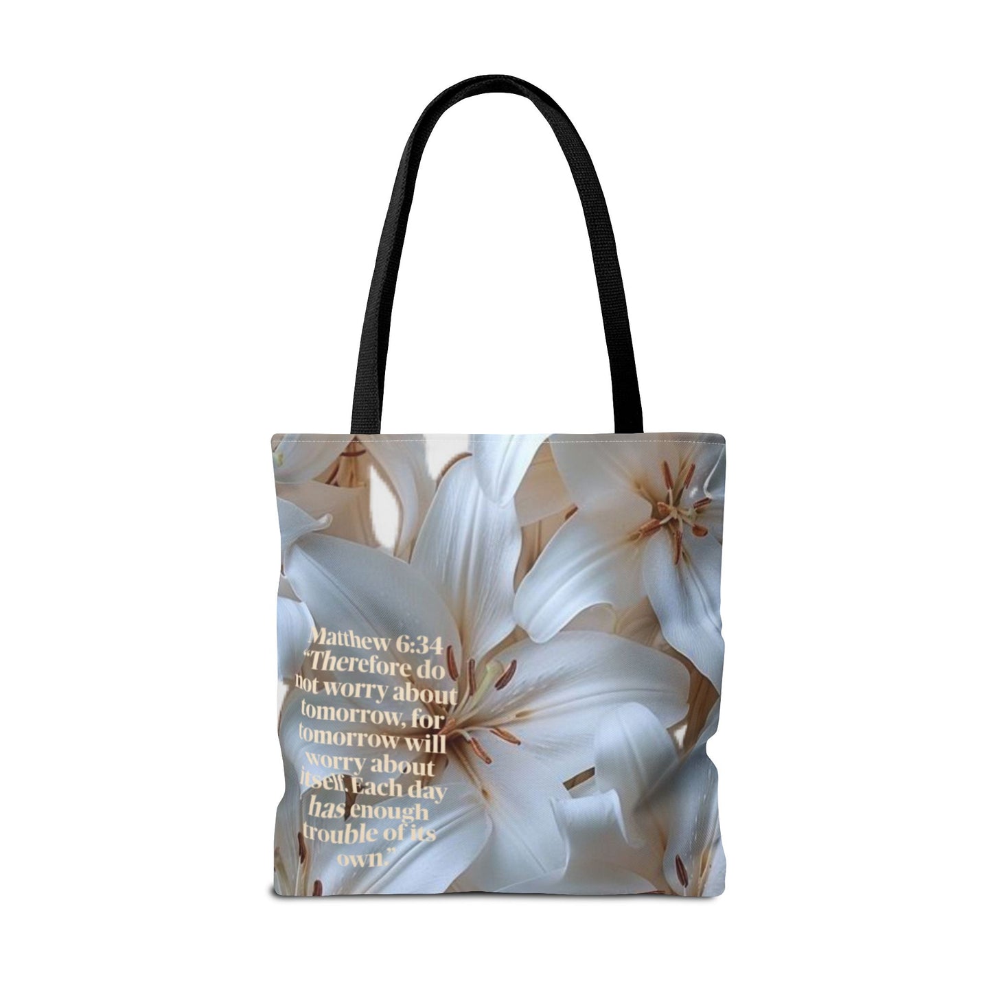 Don’t worry floral Tote Bag (Matthew 6:34)