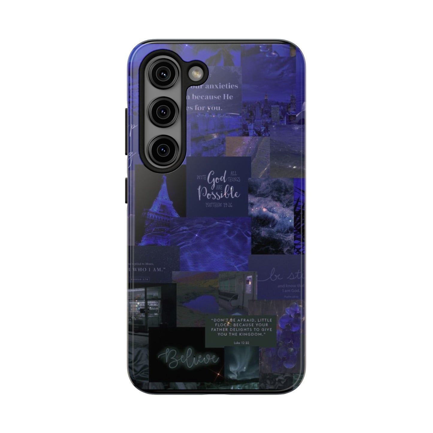 Deep blue faith, phone case with God, all things are possible