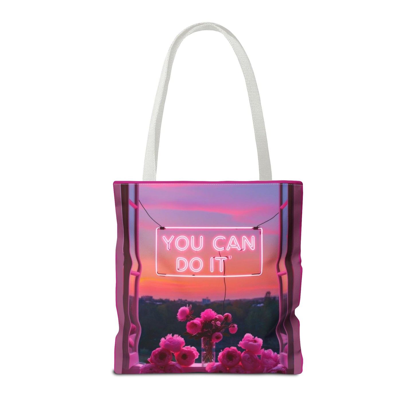 You can do it to faith, flowers, and  fierceness tote bag