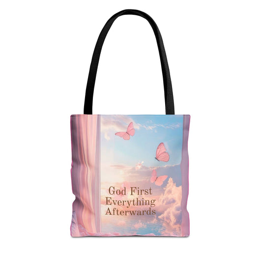 God first everything afterwards pink Tote Bag