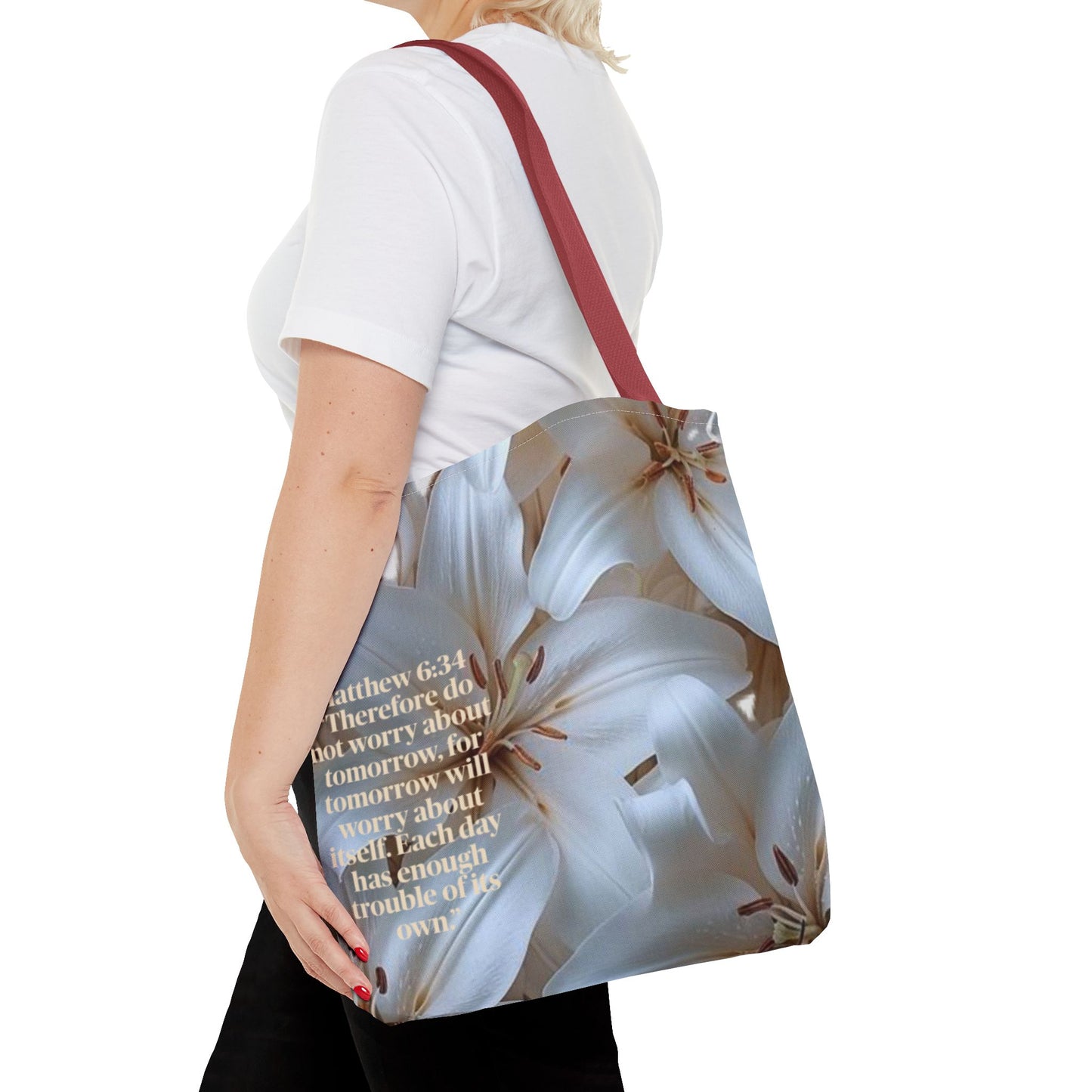 Don’t worry floral Tote Bag (Matthew 6:34)