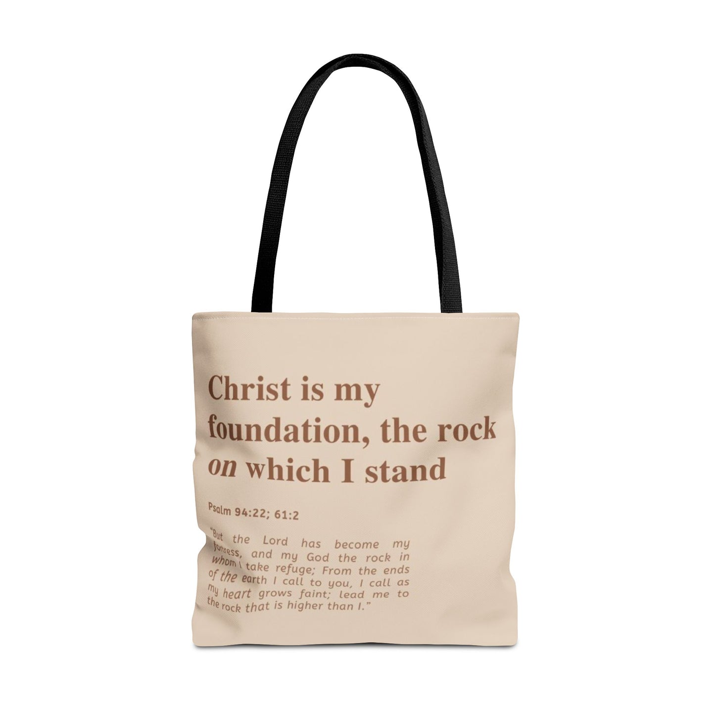 Inspirational Tote Bag | "Christ is My Foundation"