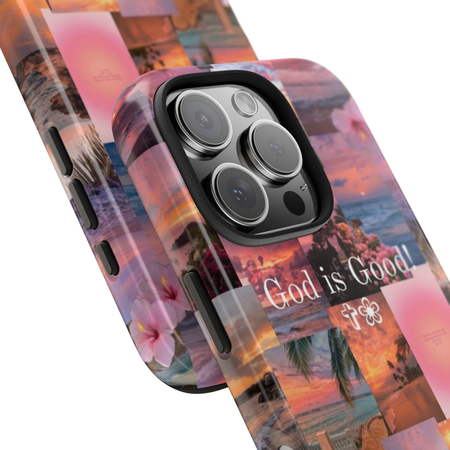 God is good phone case, peace, praise, and tropical faith