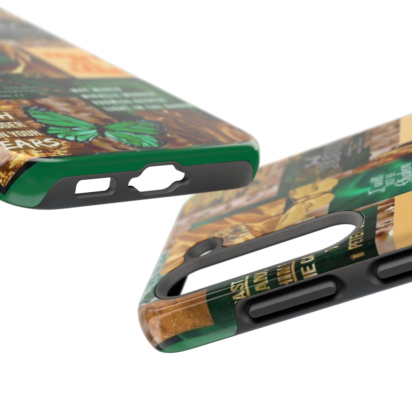 Trust in the lord Phone Case green and gold scripture collage