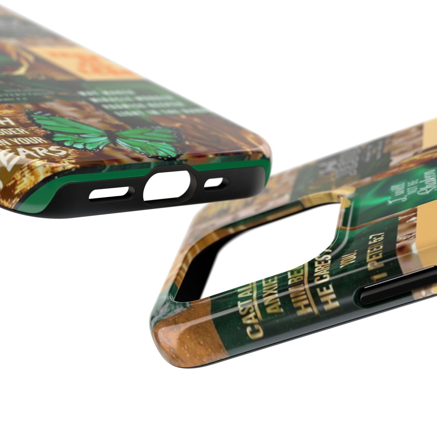 Trust in the lord Phone Case green and gold scripture collage