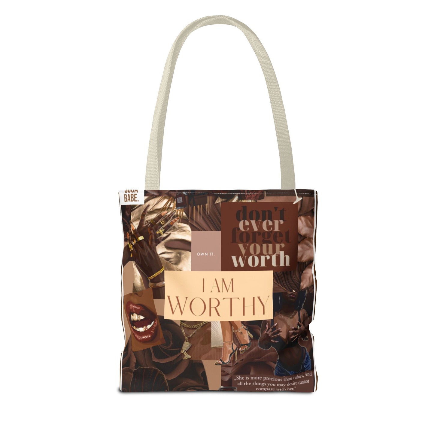 Empowering Tote Bag - 'I Am Worthy' Inspirational Design