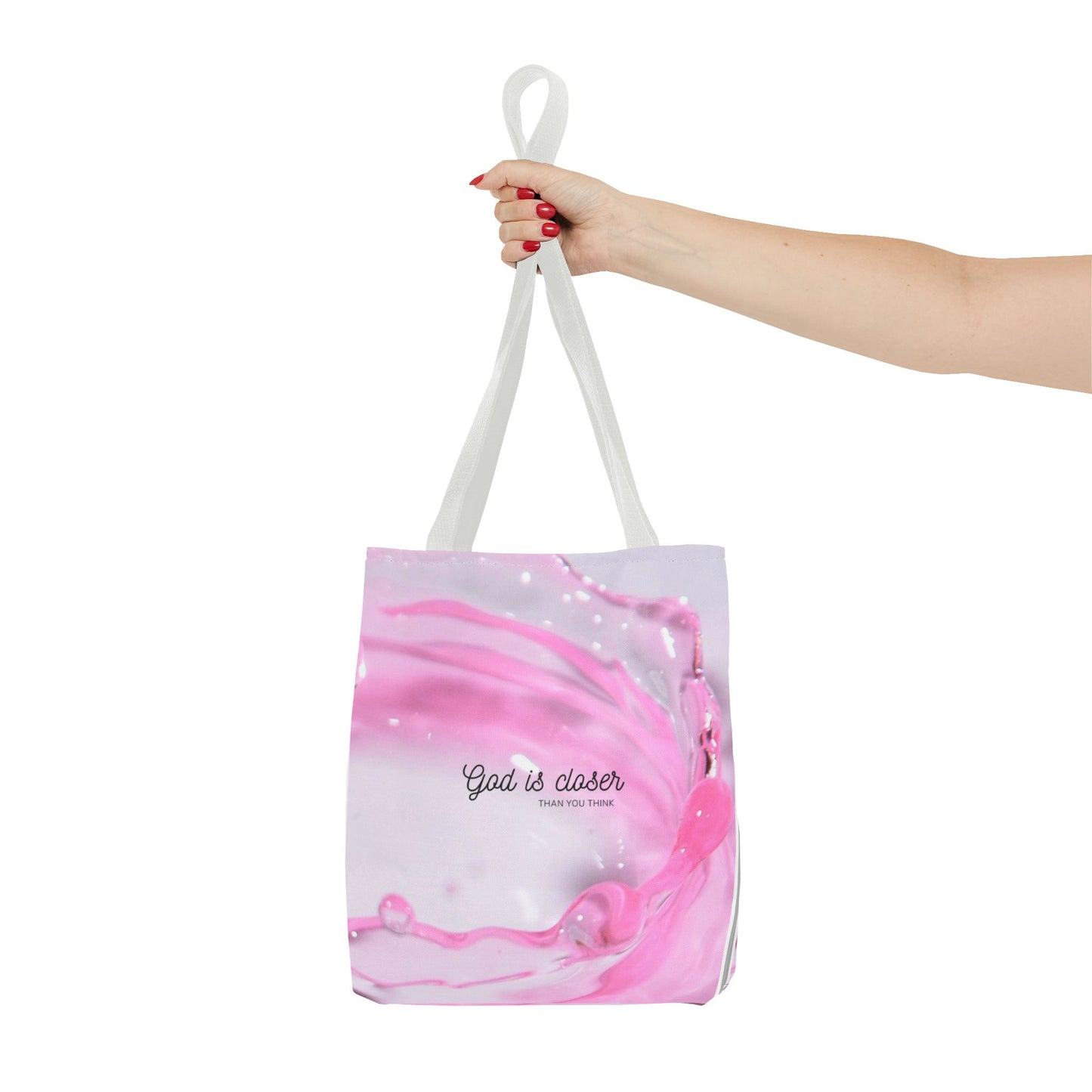Inspirational Tote Bag - "God is Closer" - AOP Design