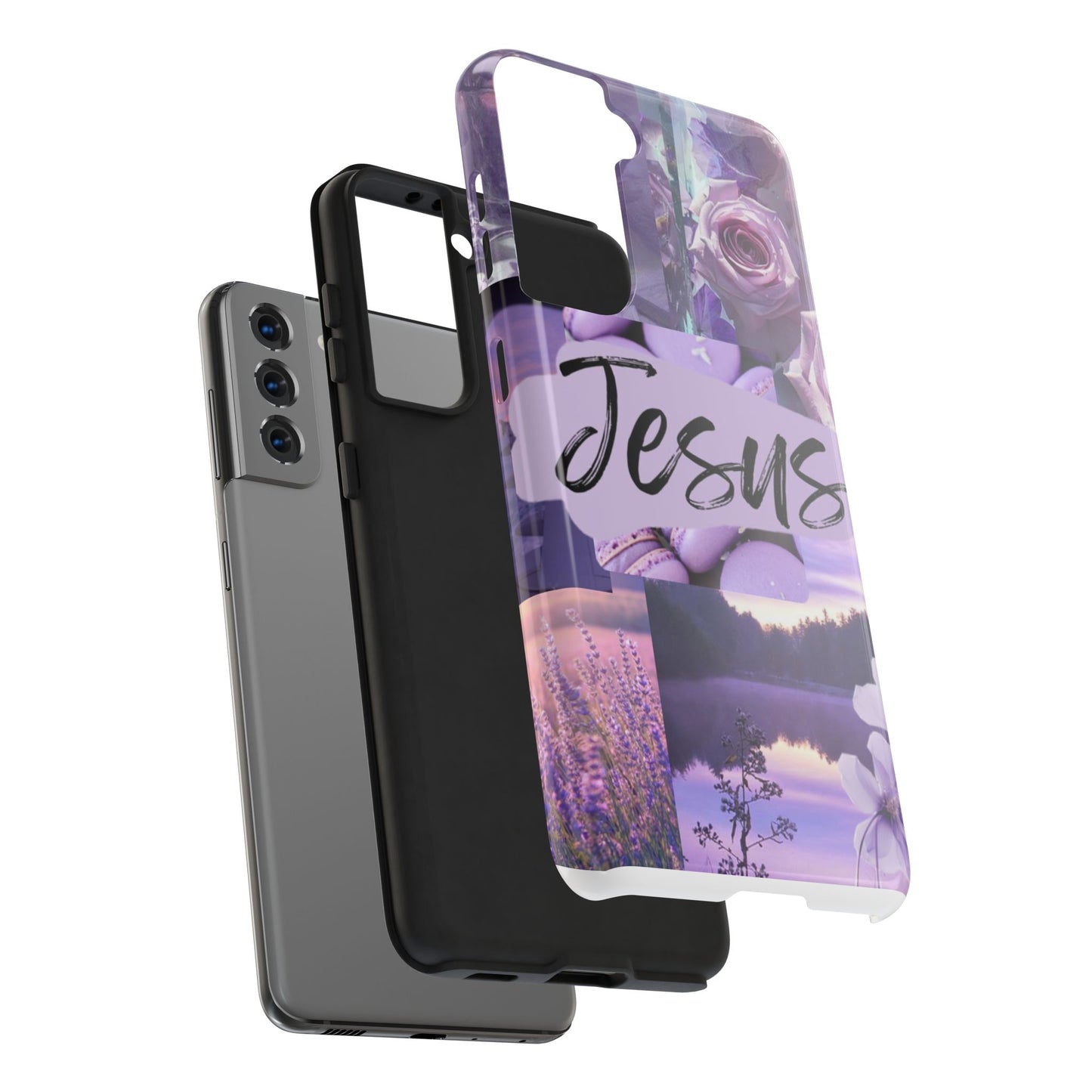 Jesus first phone case lavender floral faith design