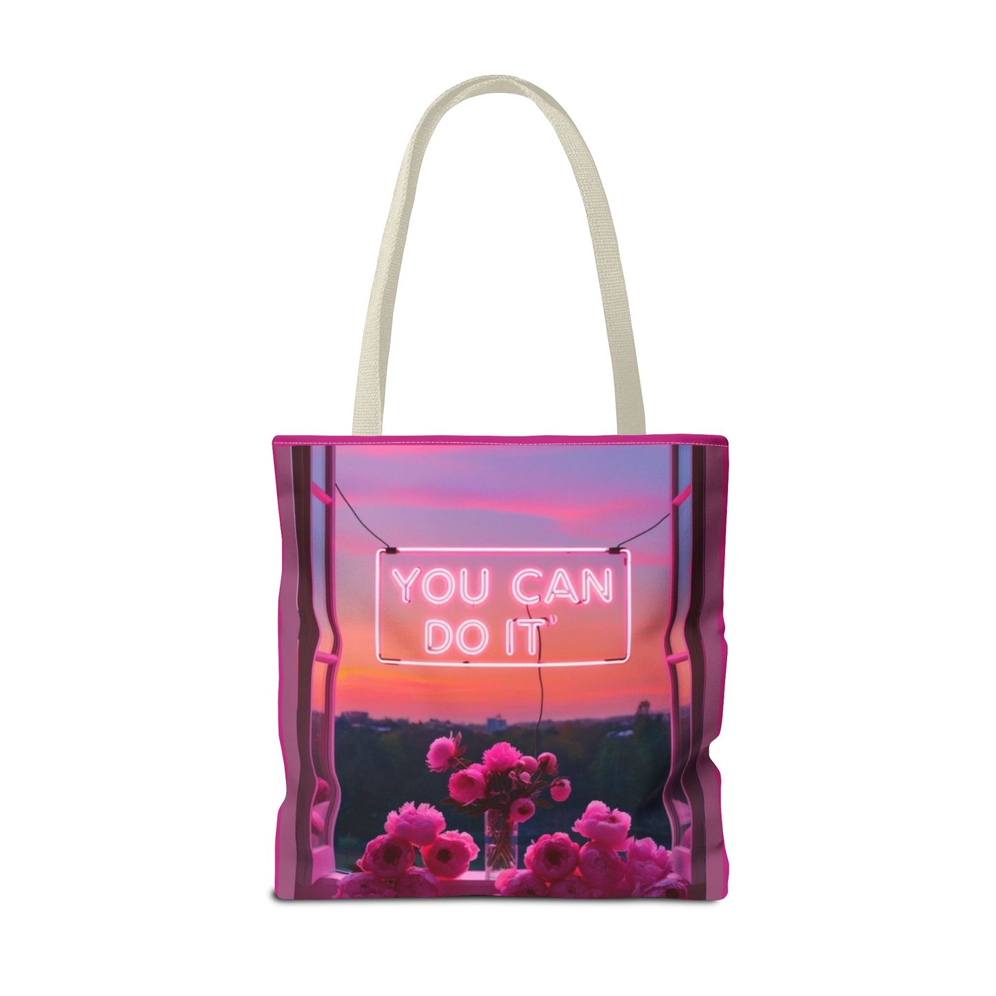 You can do it to faith, flowers, and  fierceness tote bag