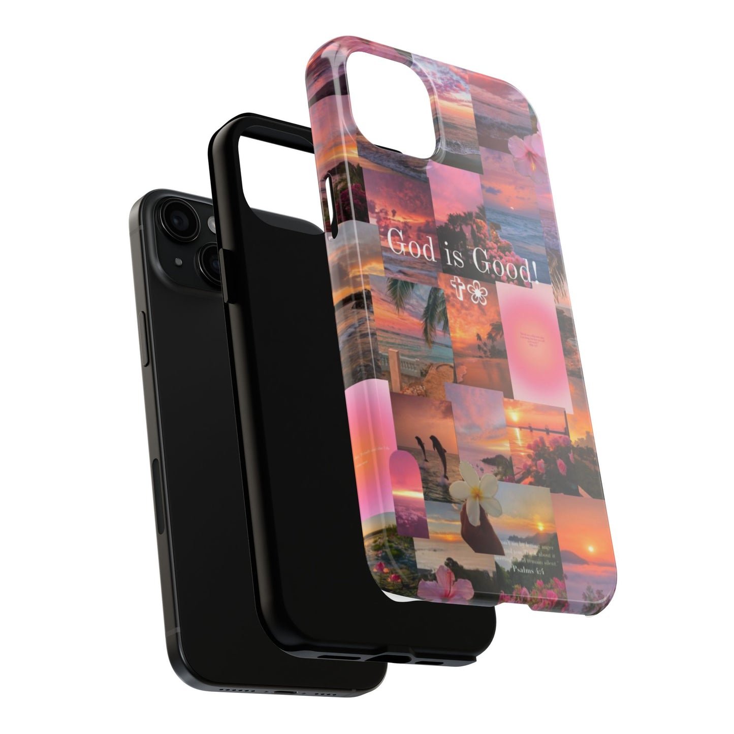 God is good phone case, peace, praise, and tropical faith