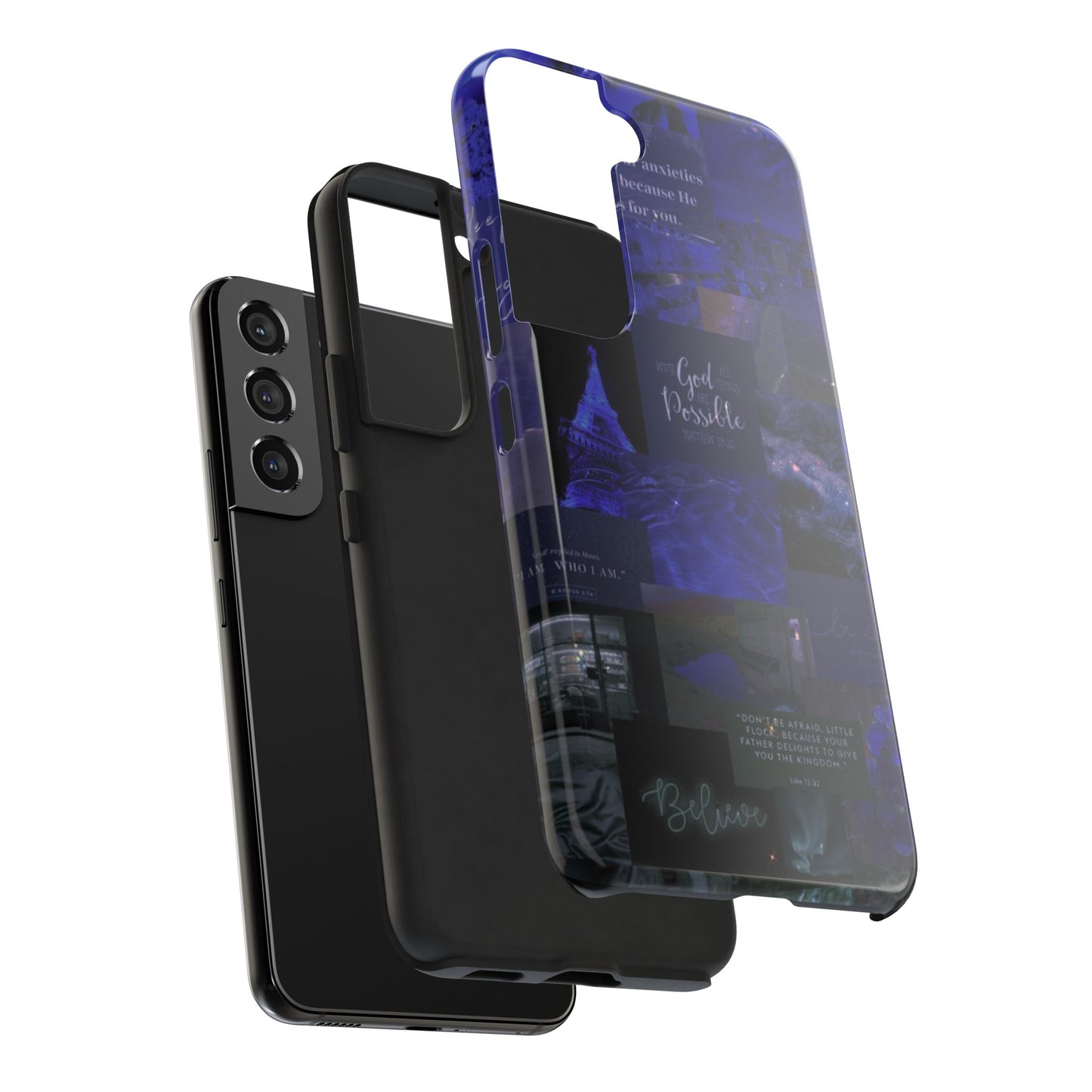 Deep blue faith, phone case with God, all things are possible