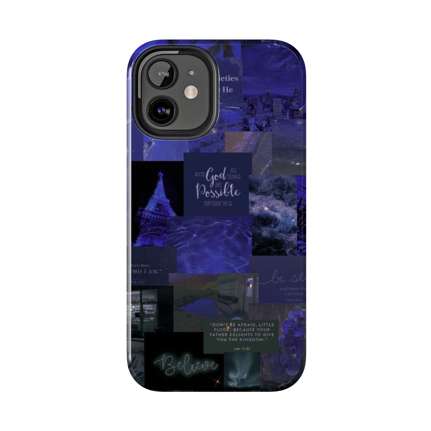Deep blue faith, phone case with God, all things are possible