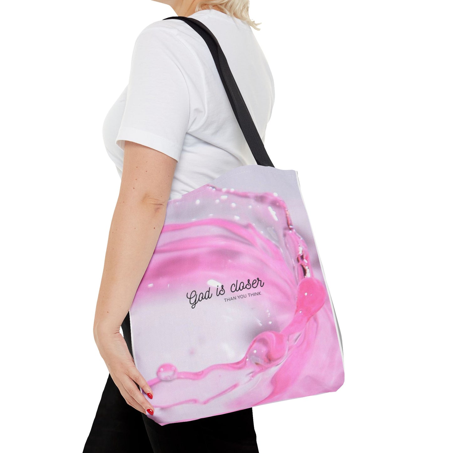 Inspirational Tote Bag - "God is Closer" - AOP Design