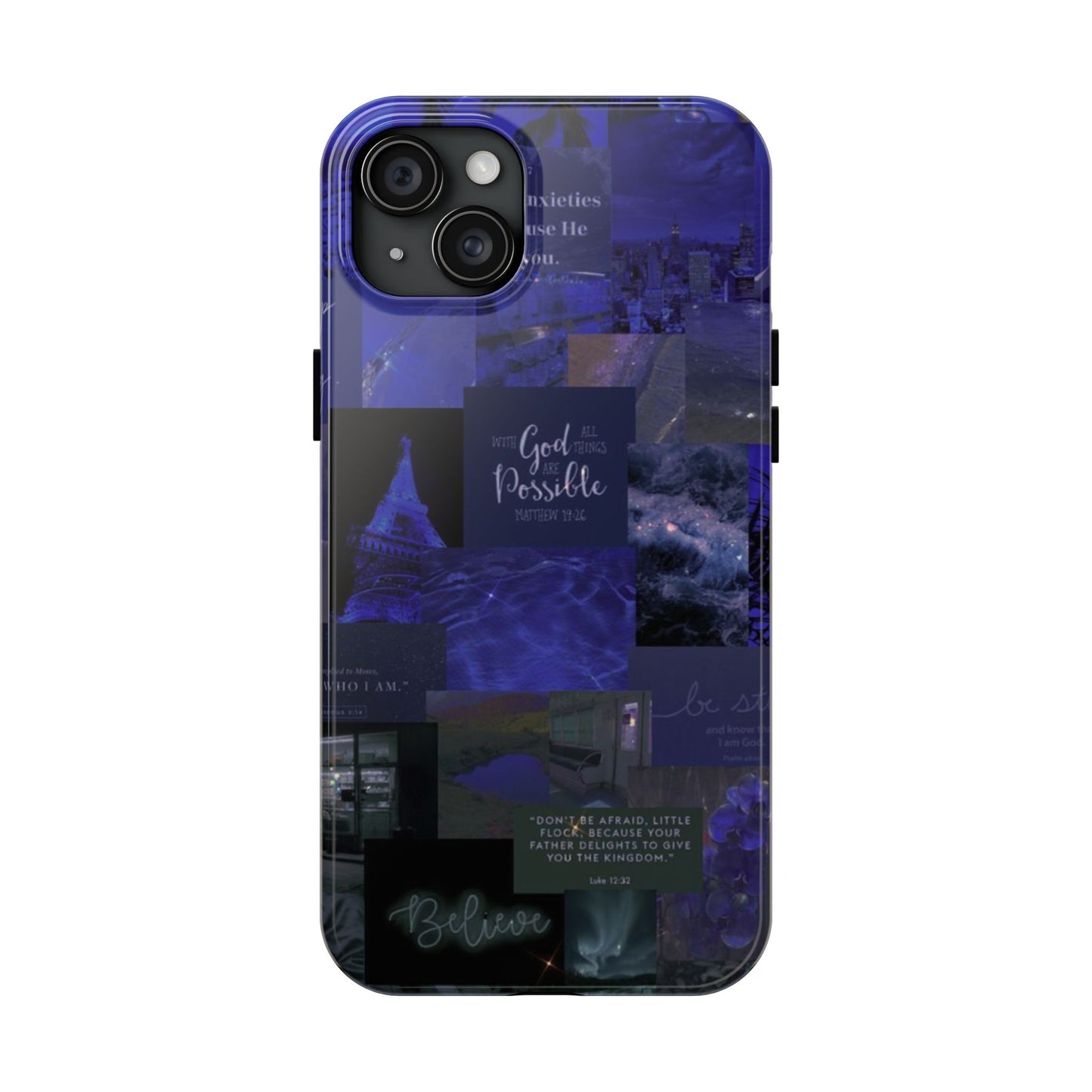 Deep blue faith, phone case with God, all things are possible