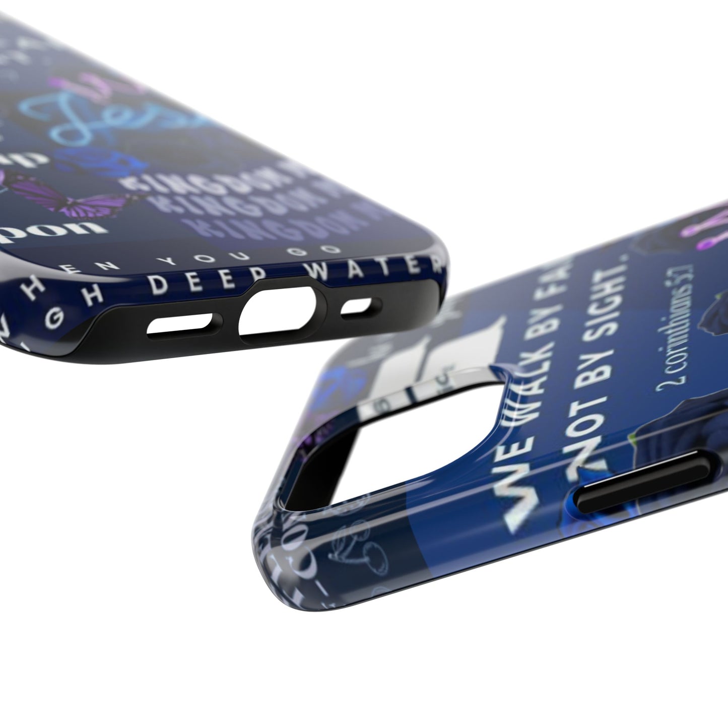Kingdom mindset phone case deep blue faith & scripture collage