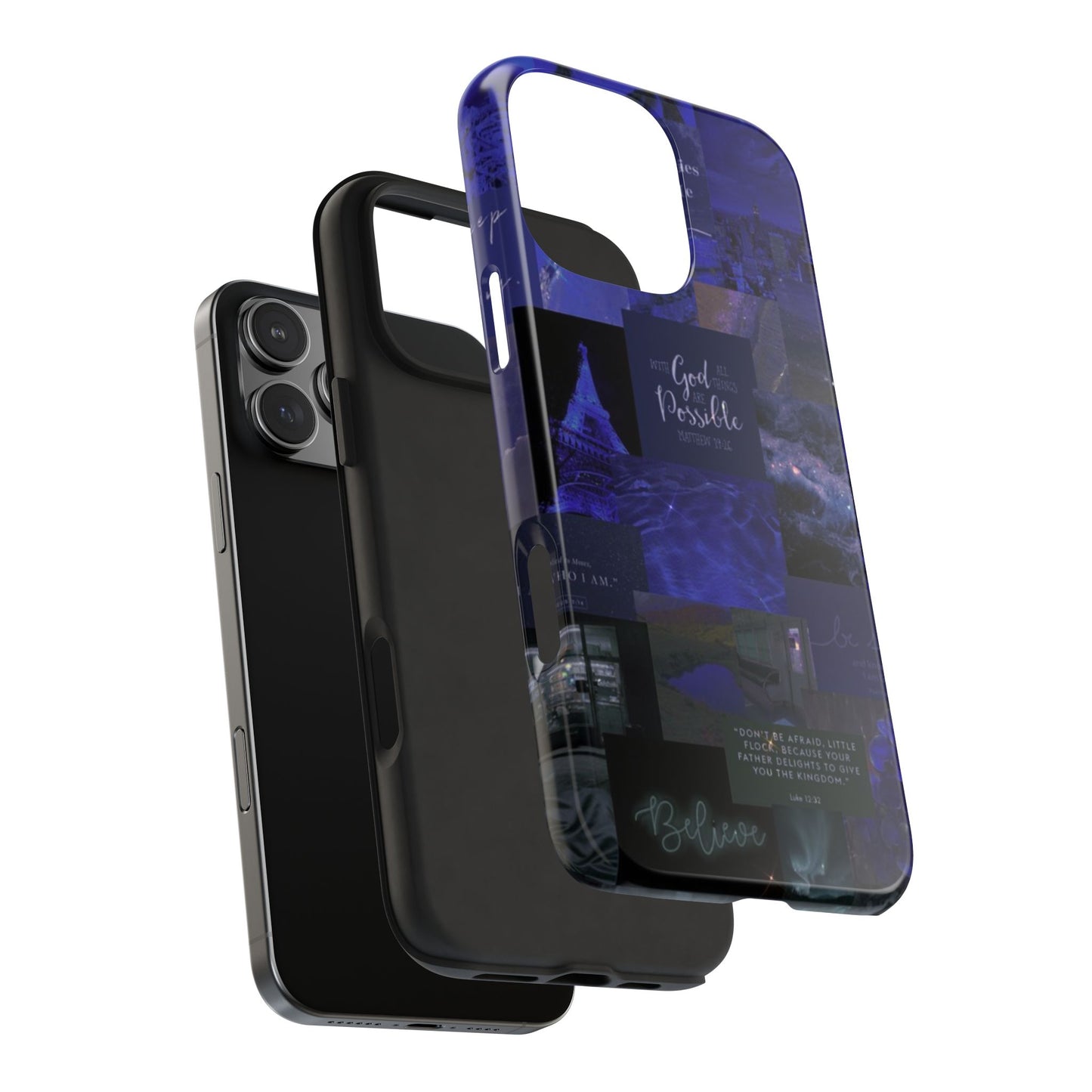 Deep blue faith, phone case with God, all things are possible