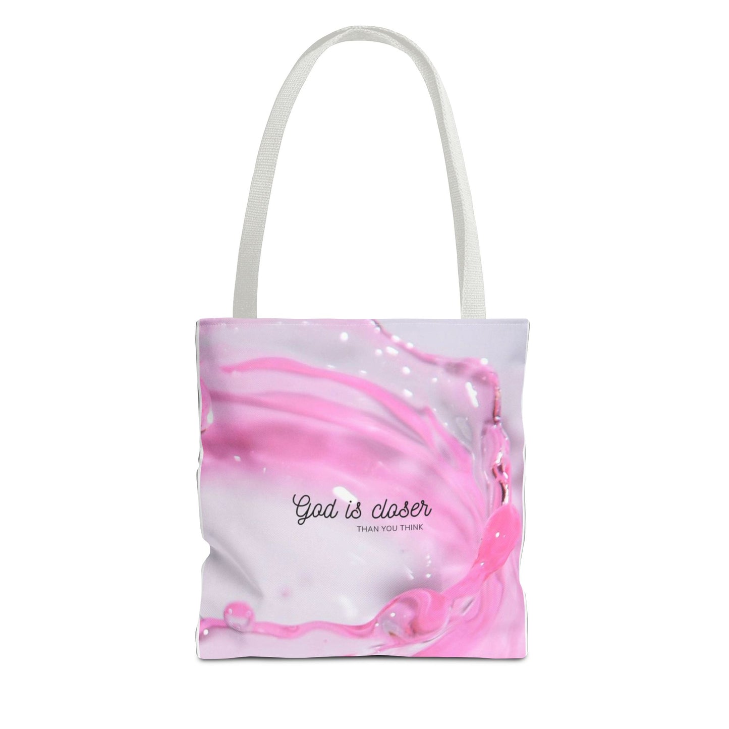 Inspirational Tote Bag - "God is Closer" - AOP Design