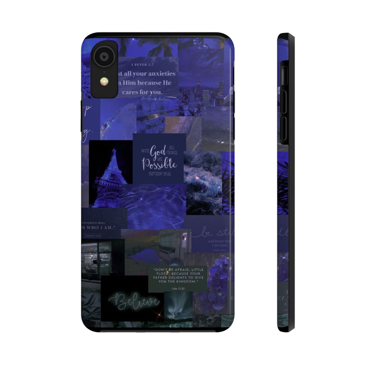 Deep blue faith, phone case with God, all things are possible