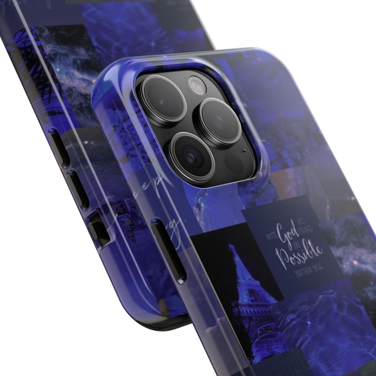 Deep blue faith, phone case with God, all things are possible