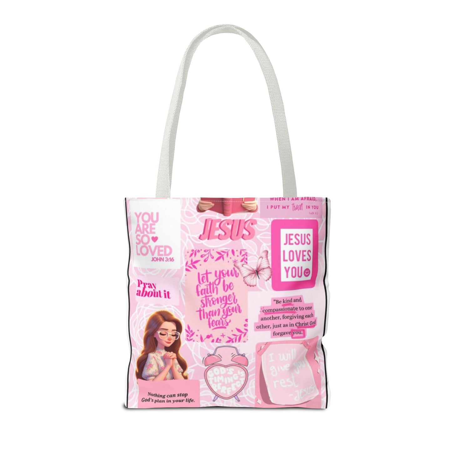 Inspirational Jesus Tote Bag - Motivational AOP Design