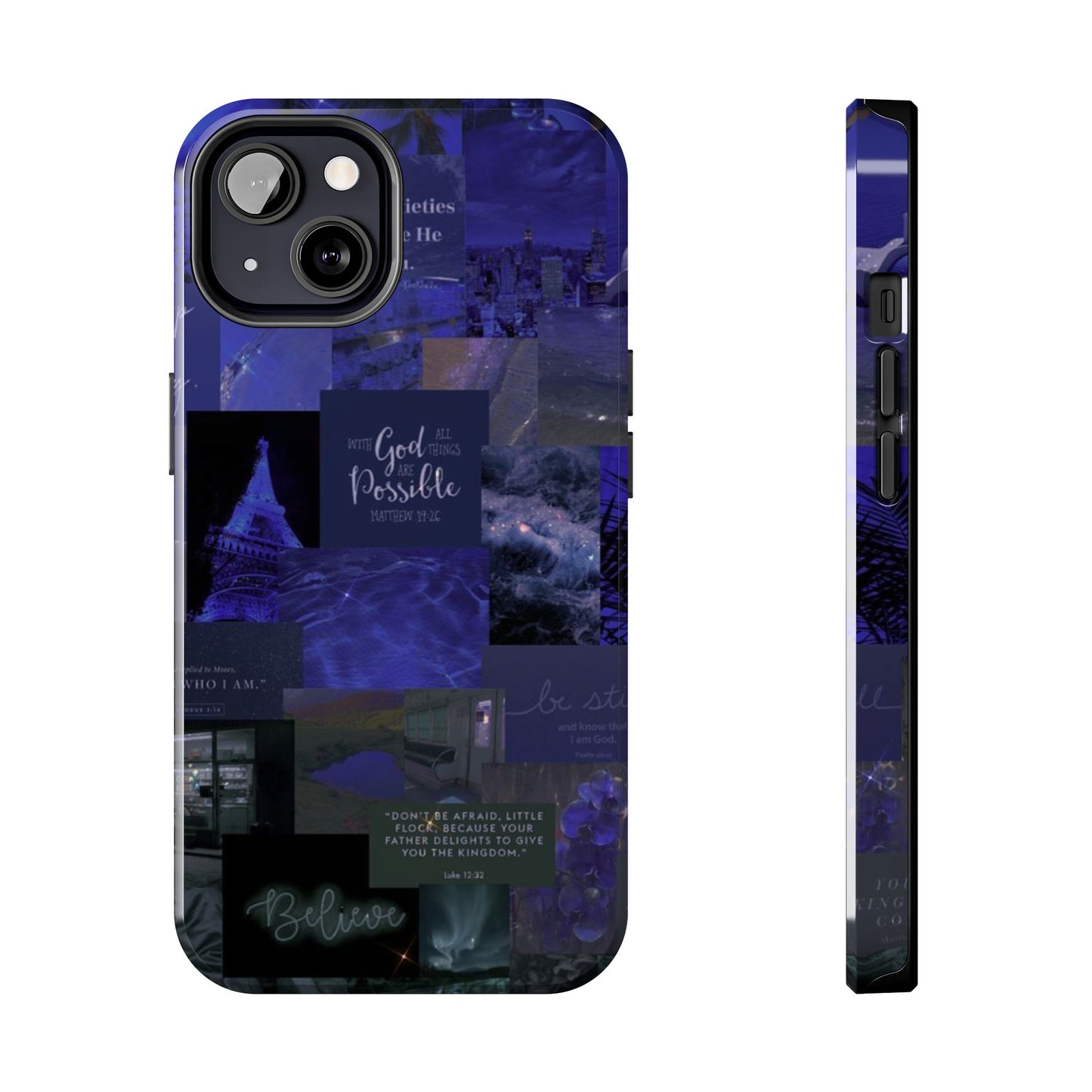 Deep blue faith, phone case with God, all things are possible