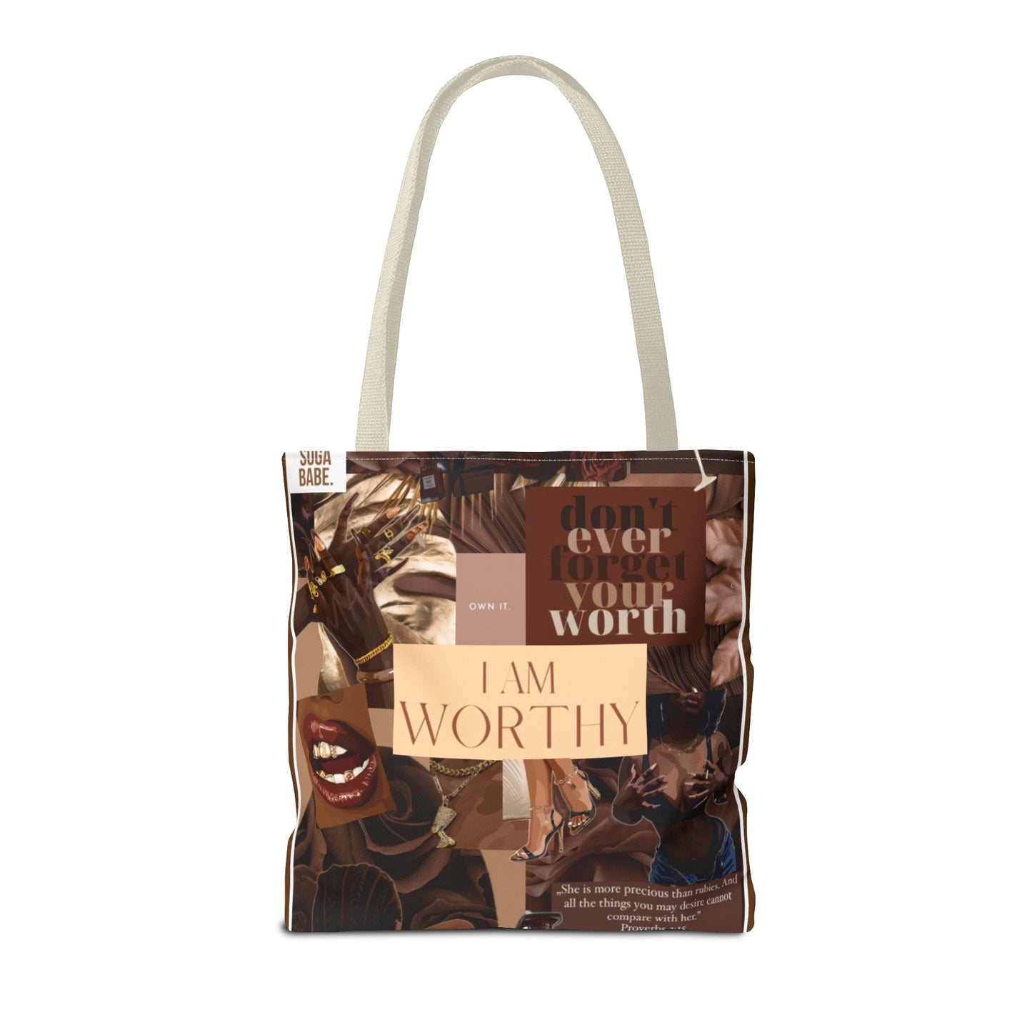 Empowering Tote Bag - 'I Am Worthy' Inspirational Design