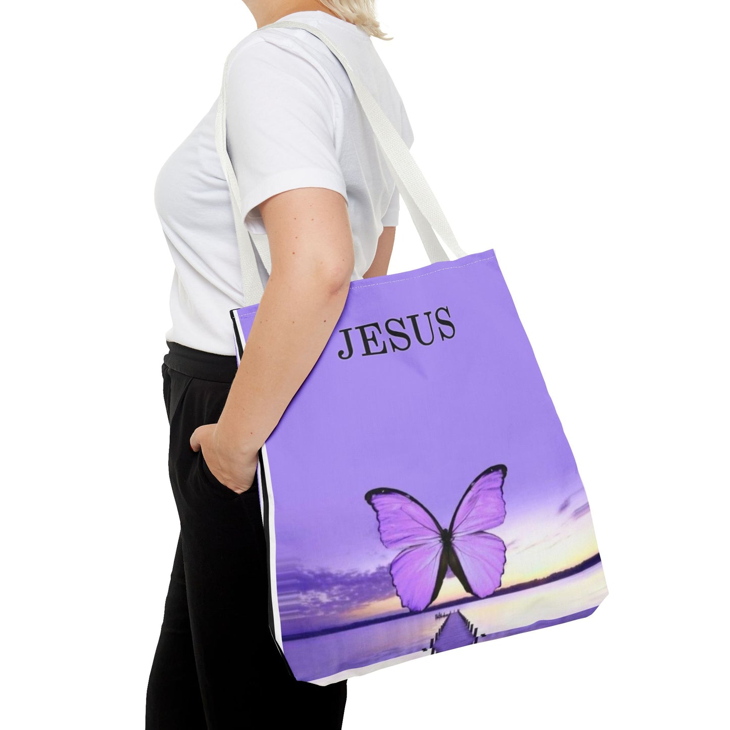 Inspirational Butterfly Tote Bag - Jesus Design