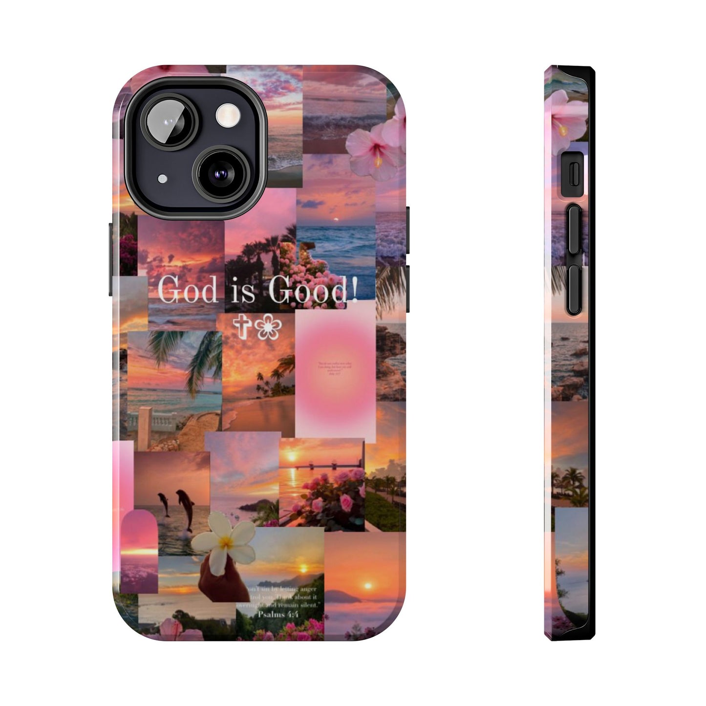 God is good phone case, peace, praise, and tropical faith