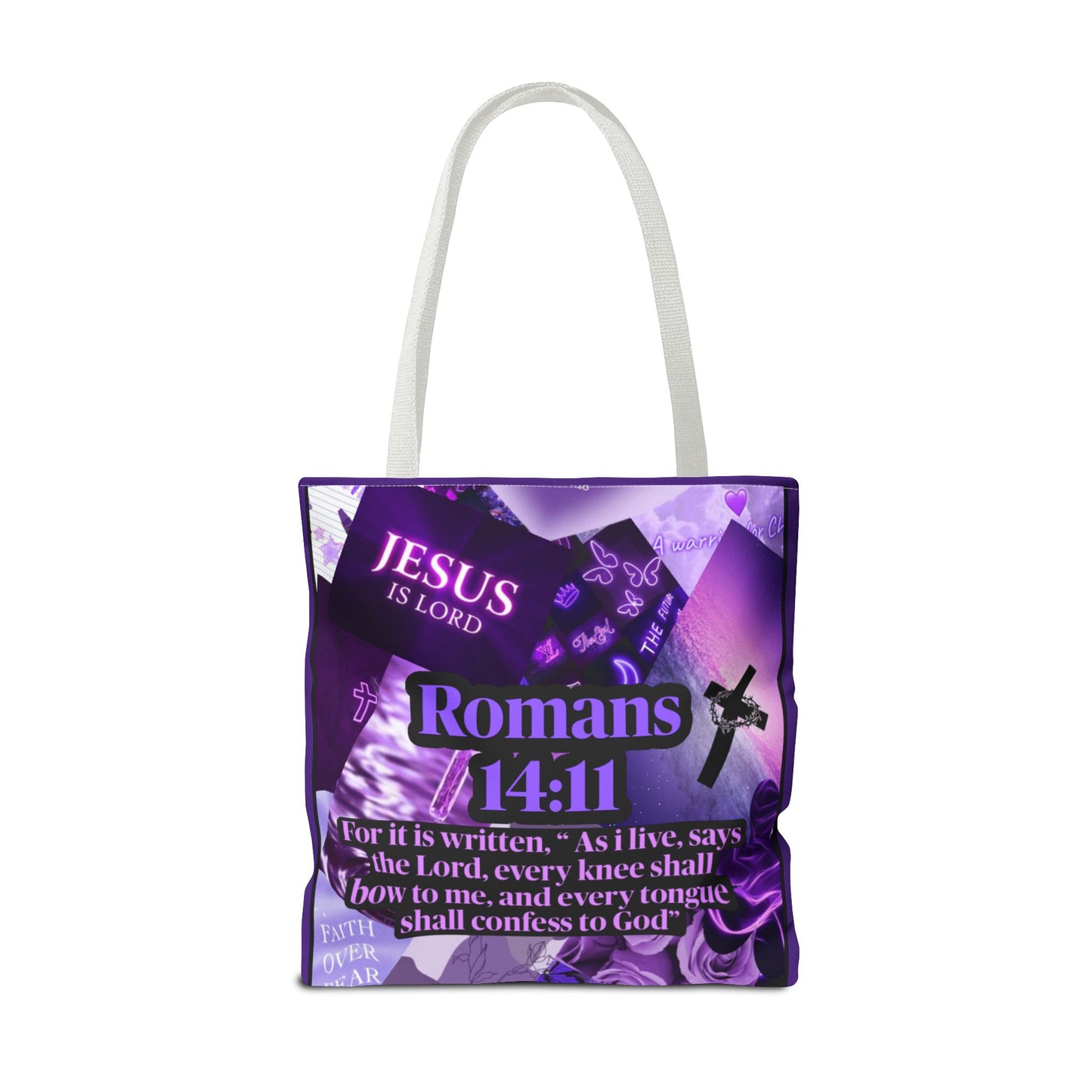 Inspirational Tote Bag - Romans 14:11 - Faith and Hope Design