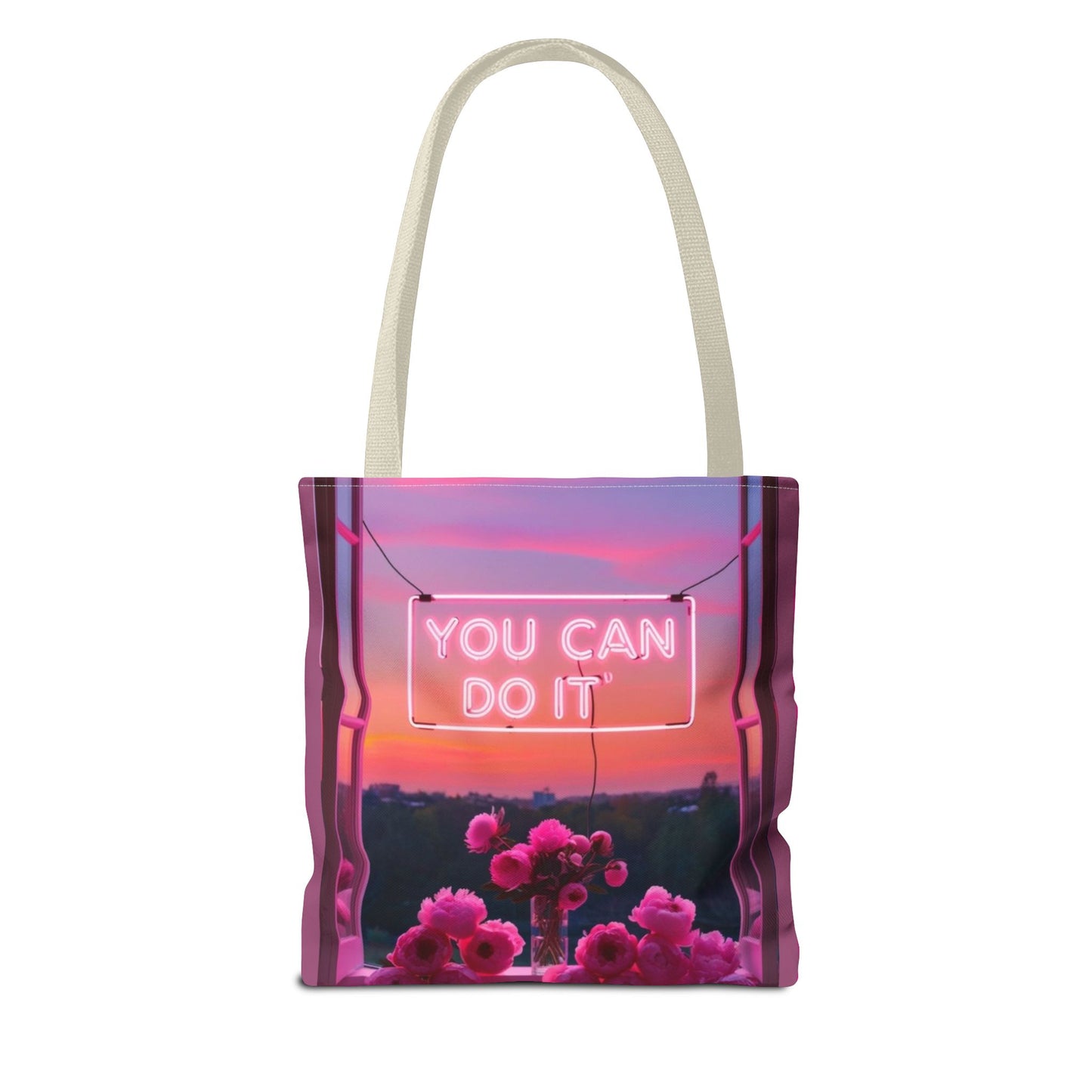 You can do it to faith, flowers, and  fierceness tote bag