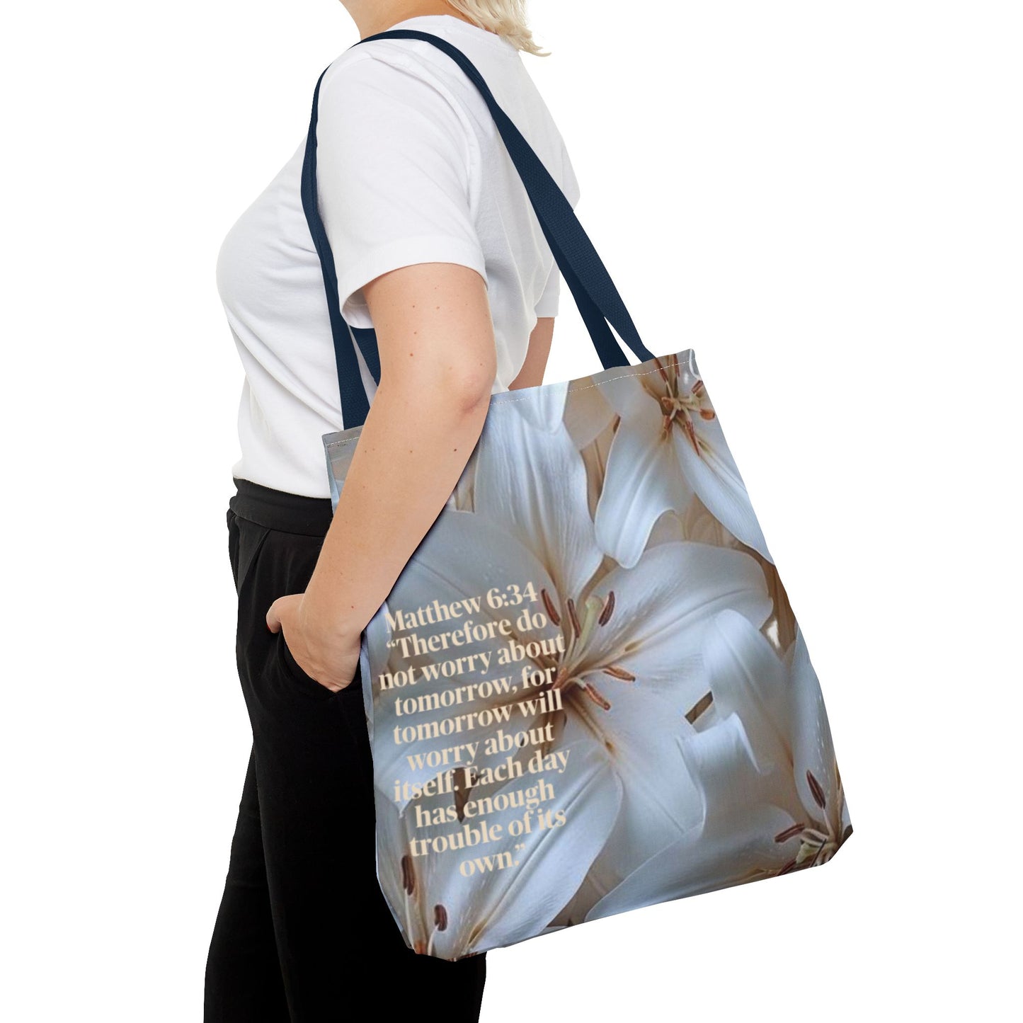 Don’t worry floral Tote Bag (Matthew 6:34)