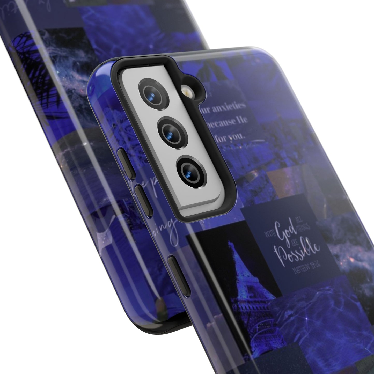 Deep blue faith, phone case with God, all things are possible