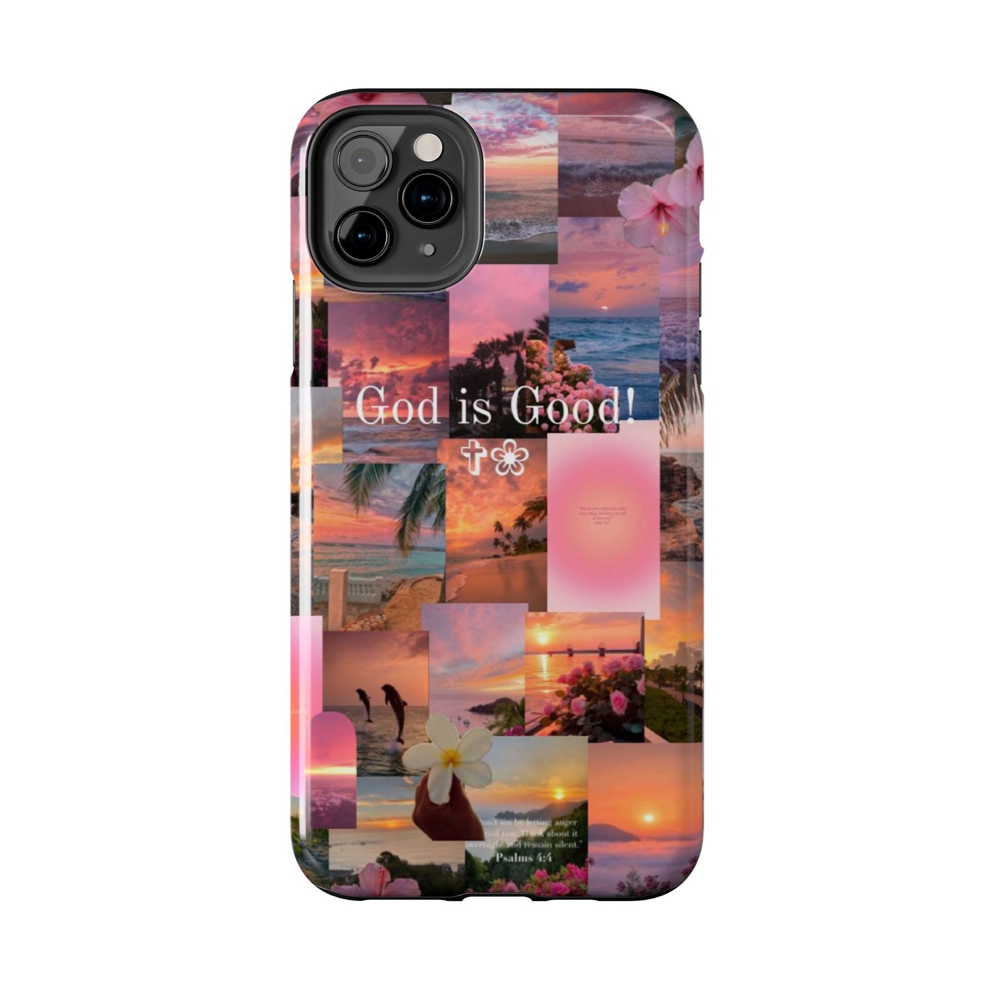God is good phone case, peace, praise, and tropical faith