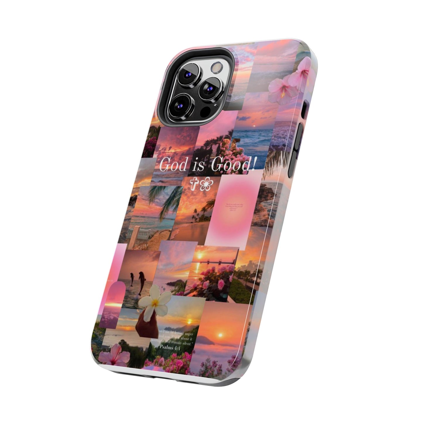 God is good phone case, peace, praise, and tropical faith