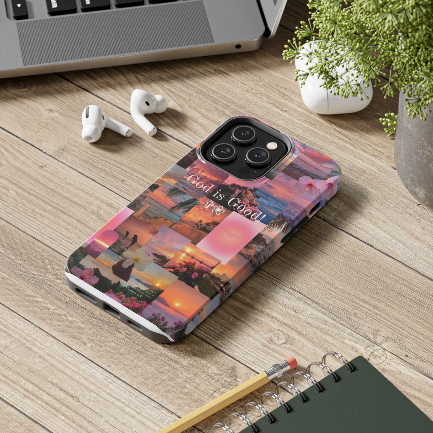 God is good phone case, peace, praise, and tropical faith