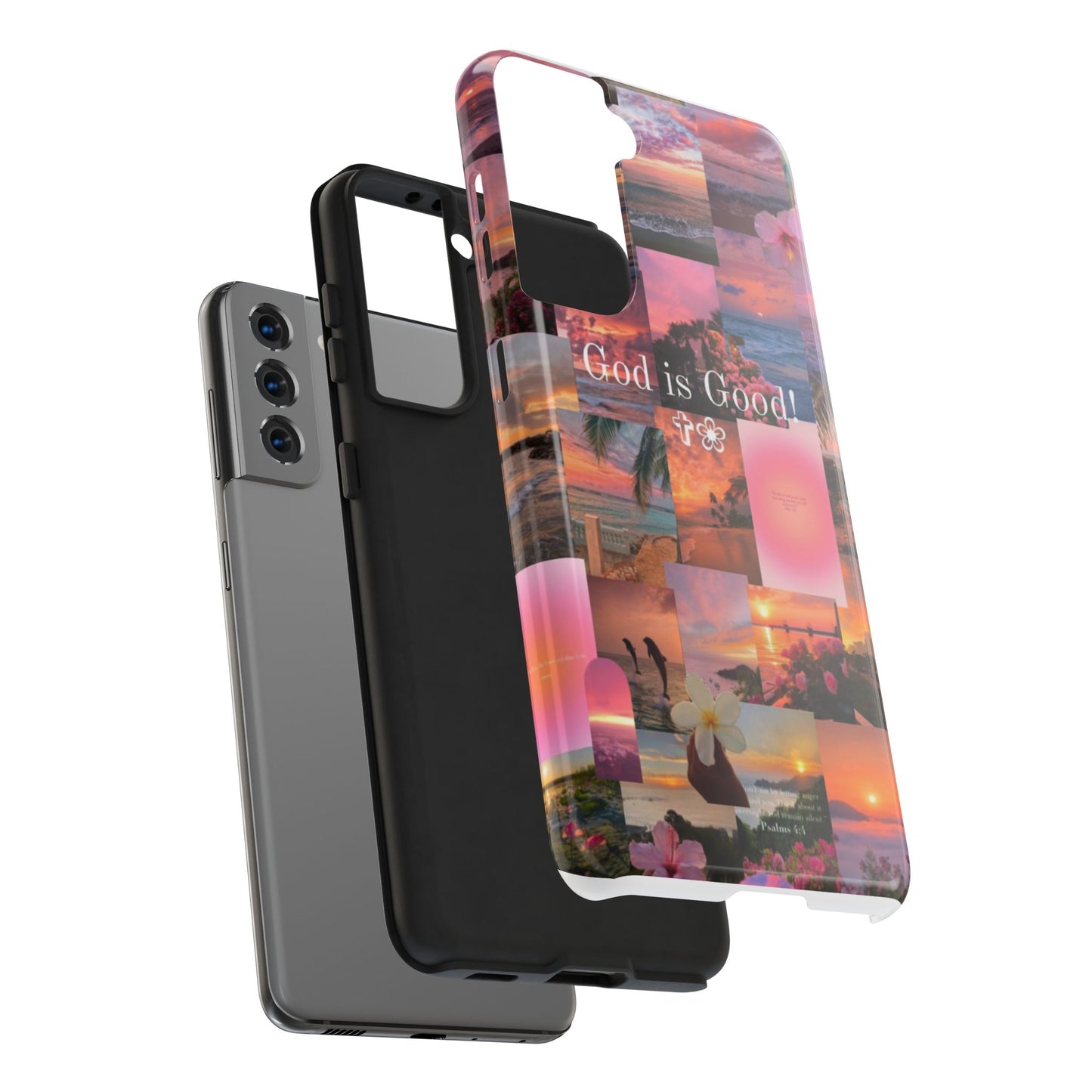 God is good phone case, peace, praise, and tropical faith