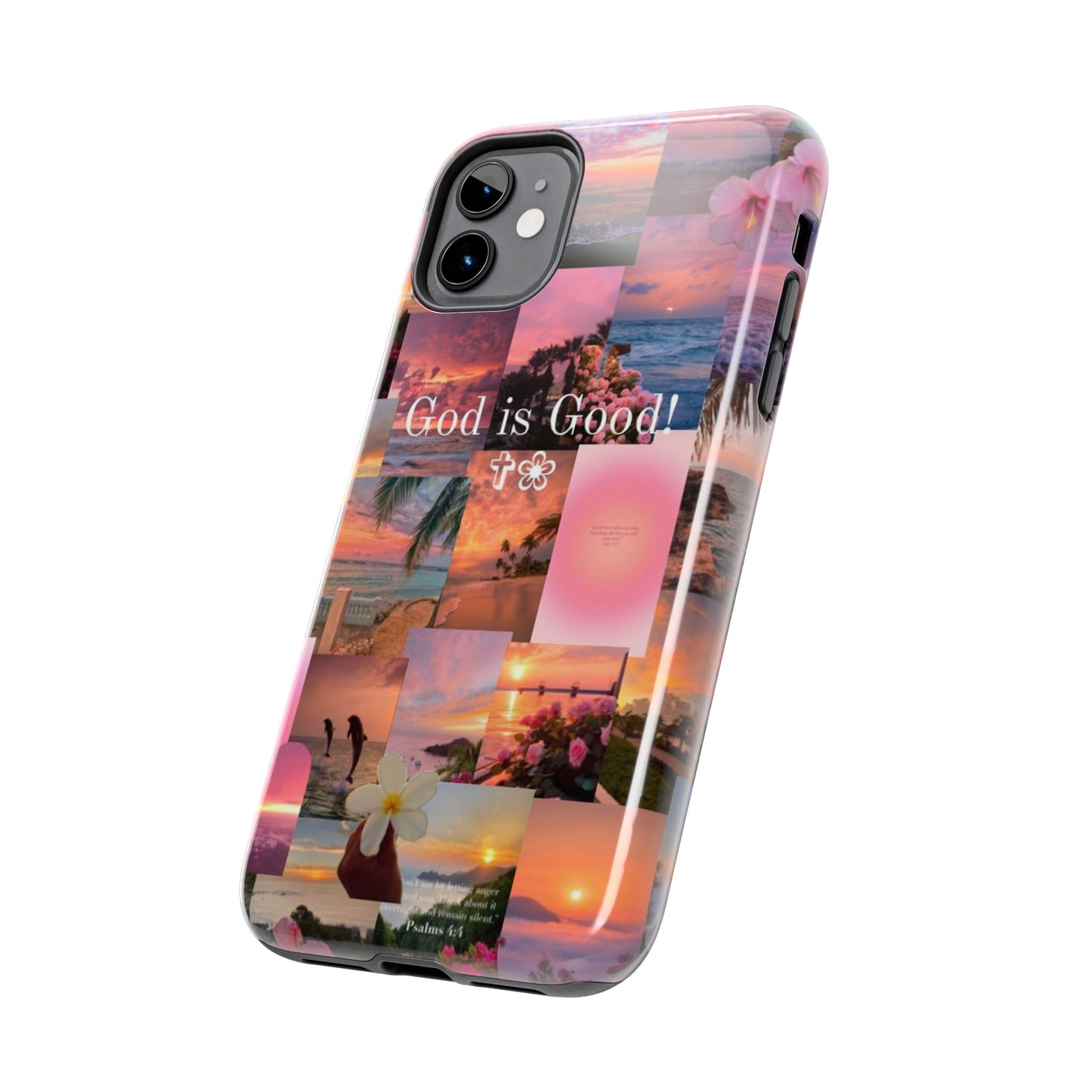 God is good phone case, peace, praise, and tropical faith