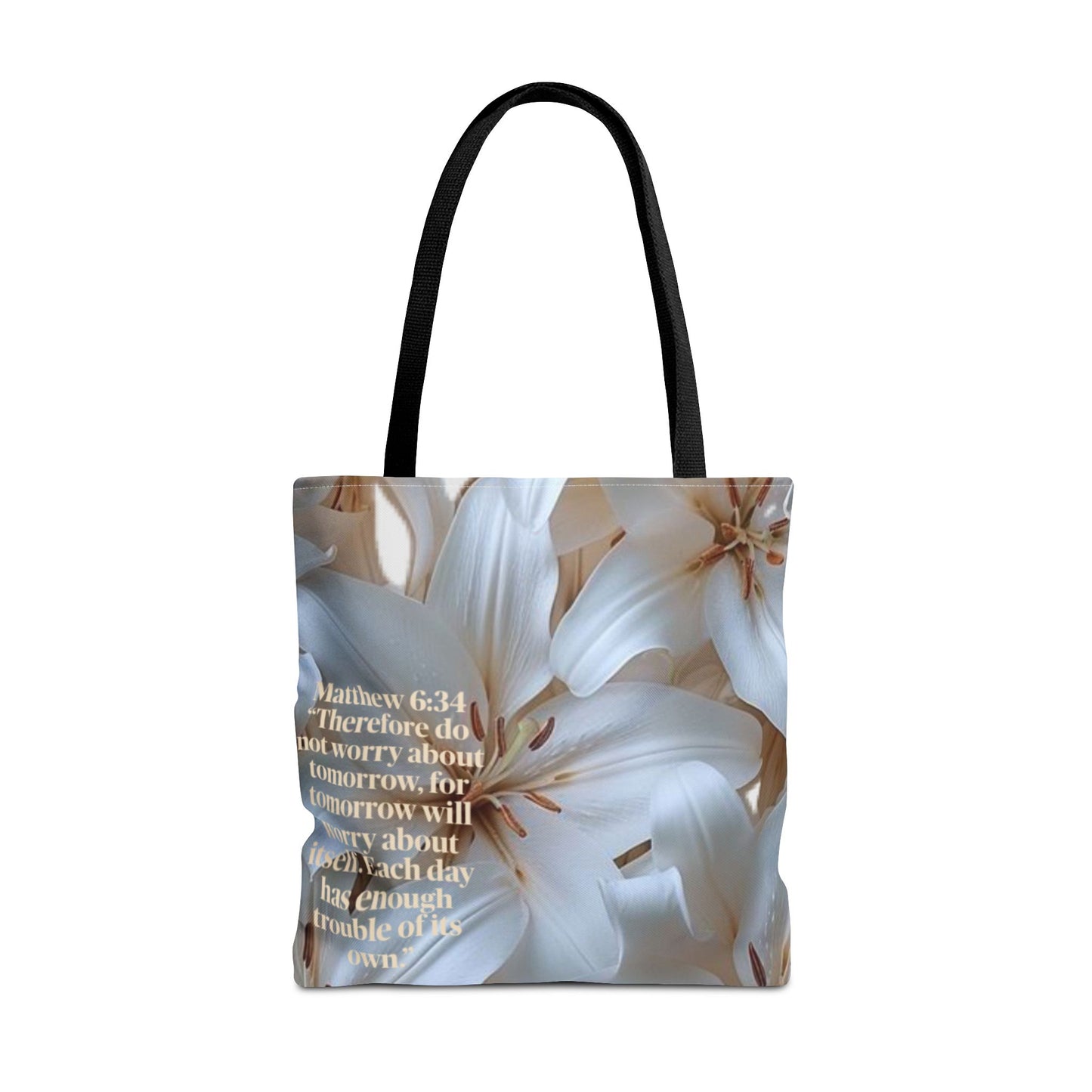 Don’t worry floral Tote Bag (Matthew 6:34)