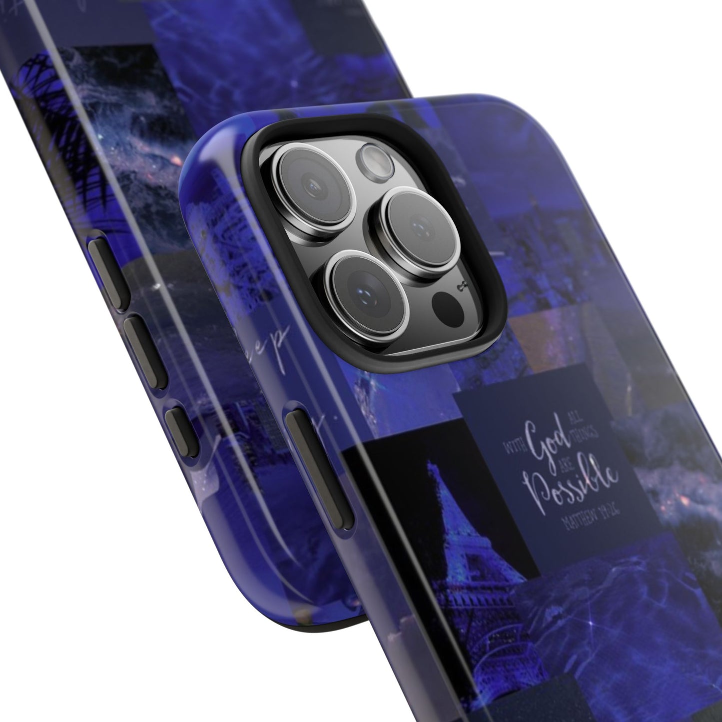 Deep blue faith, phone case with God, all things are possible
