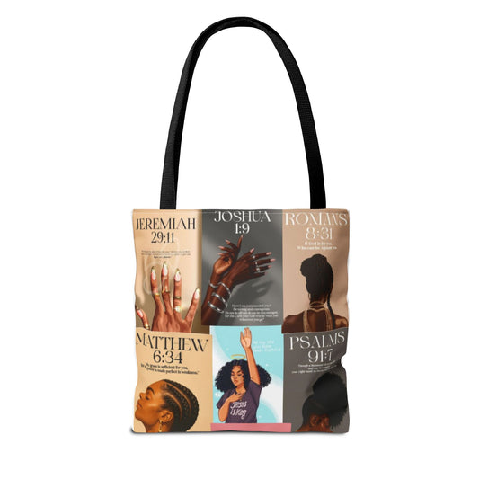 Inspirational Tote Bag - Faith-Inspired Design with Scripture Quotes