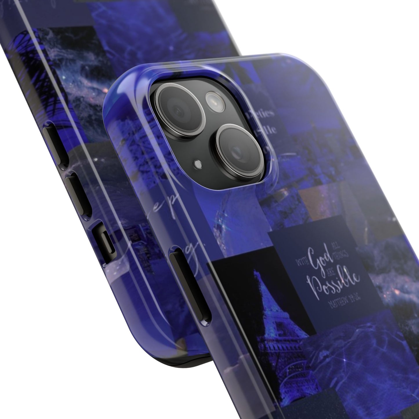 Deep blue faith, phone case with God, all things are possible