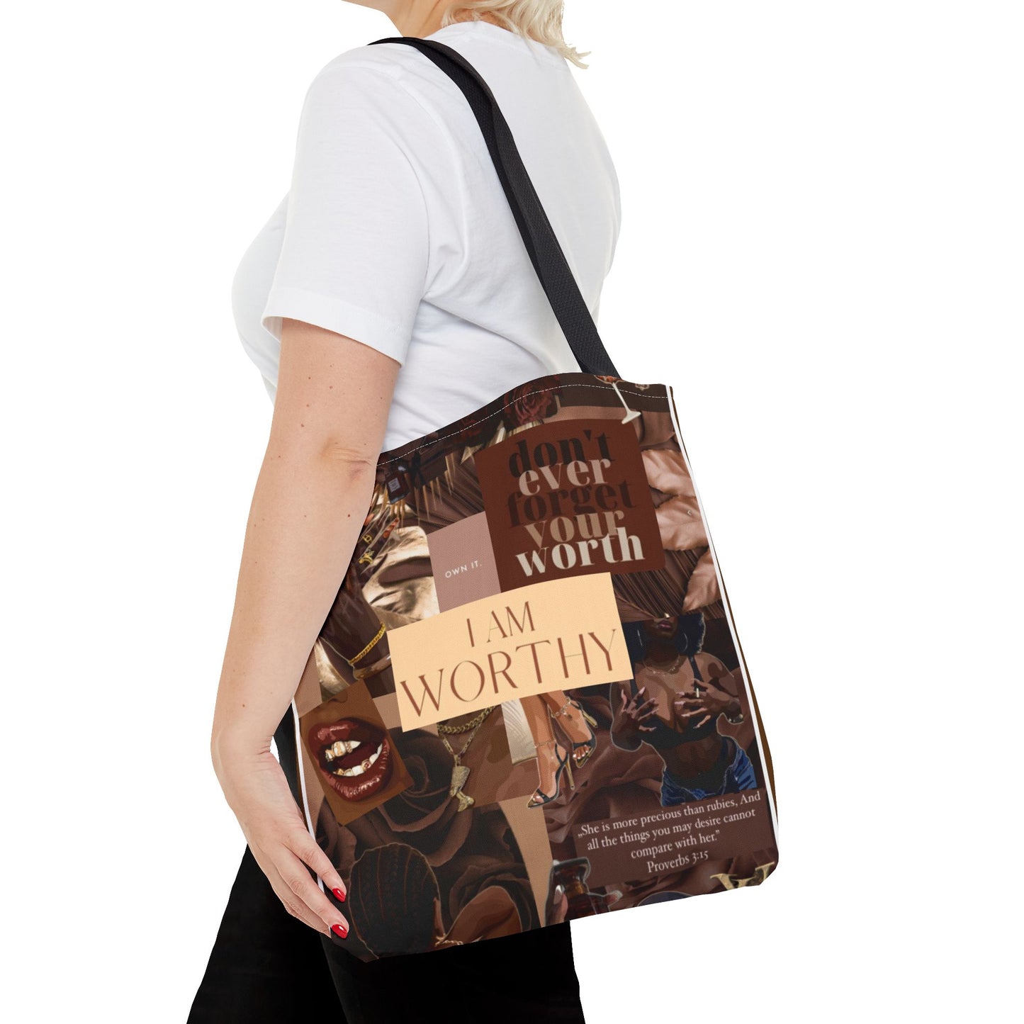Empowering Tote Bag - 'I Am Worthy' Inspirational Design