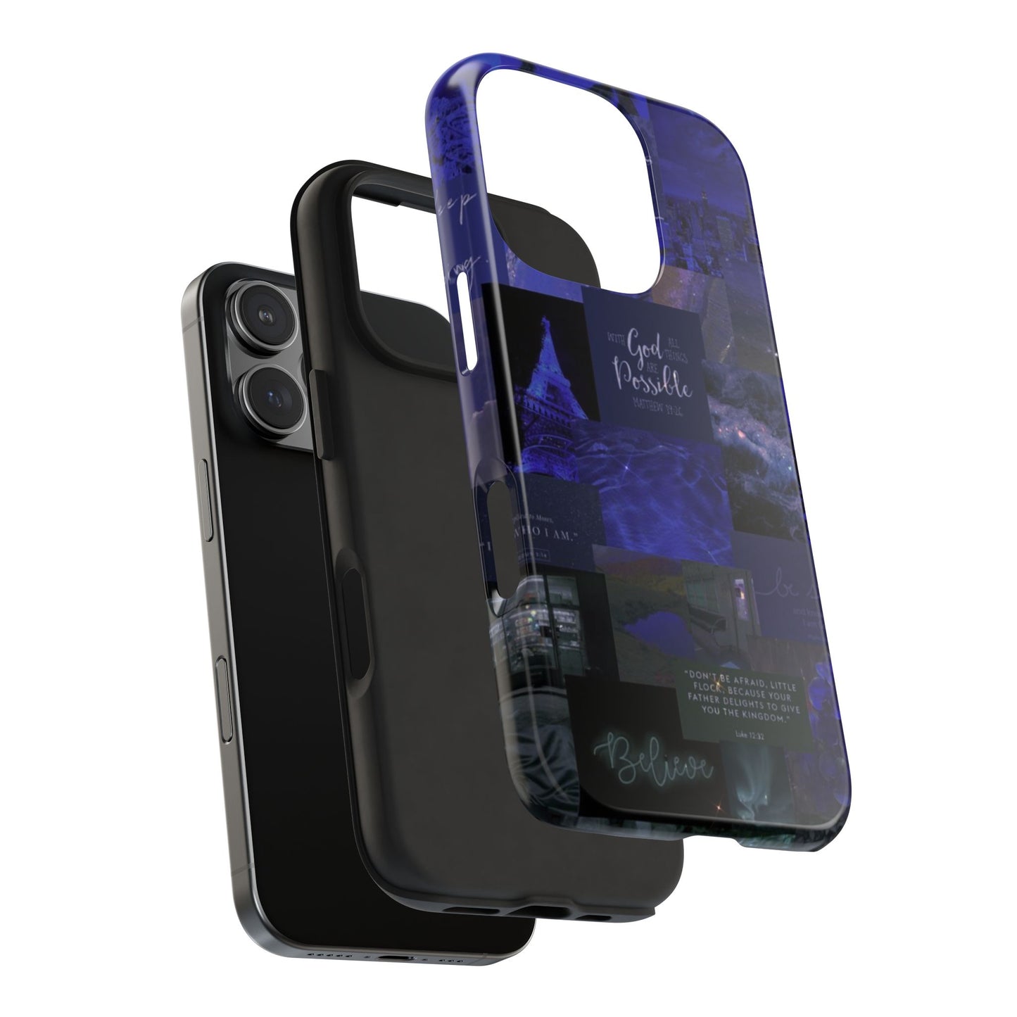 Deep blue faith, phone case with God, all things are possible