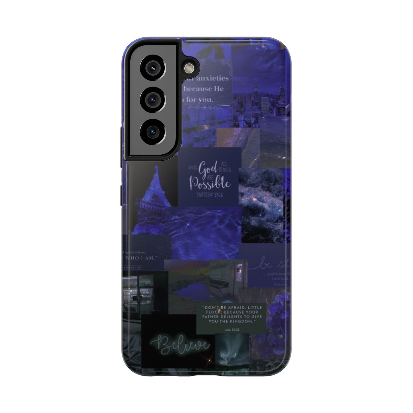 Deep blue faith, phone case with God, all things are possible