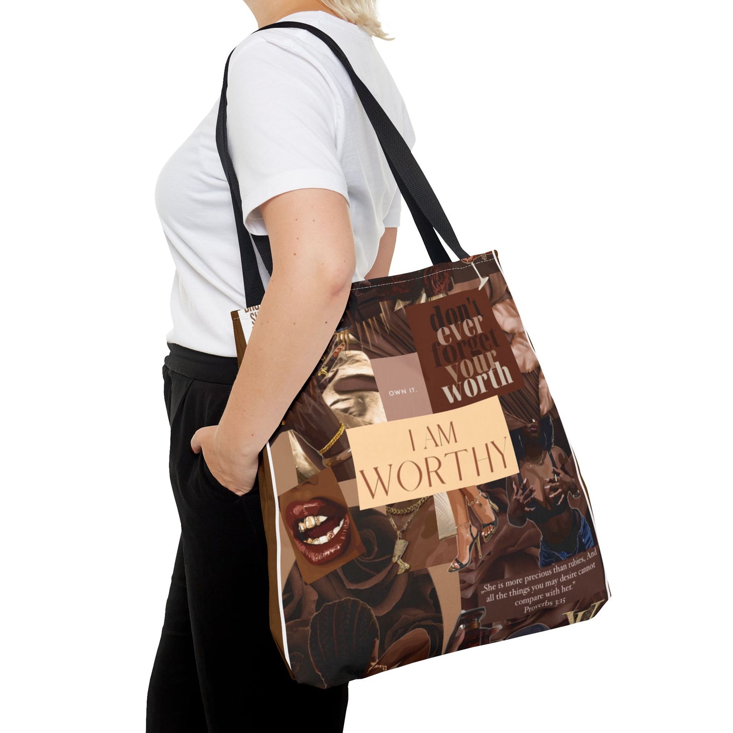 Empowering Tote Bag - 'I Am Worthy' Inspirational Design